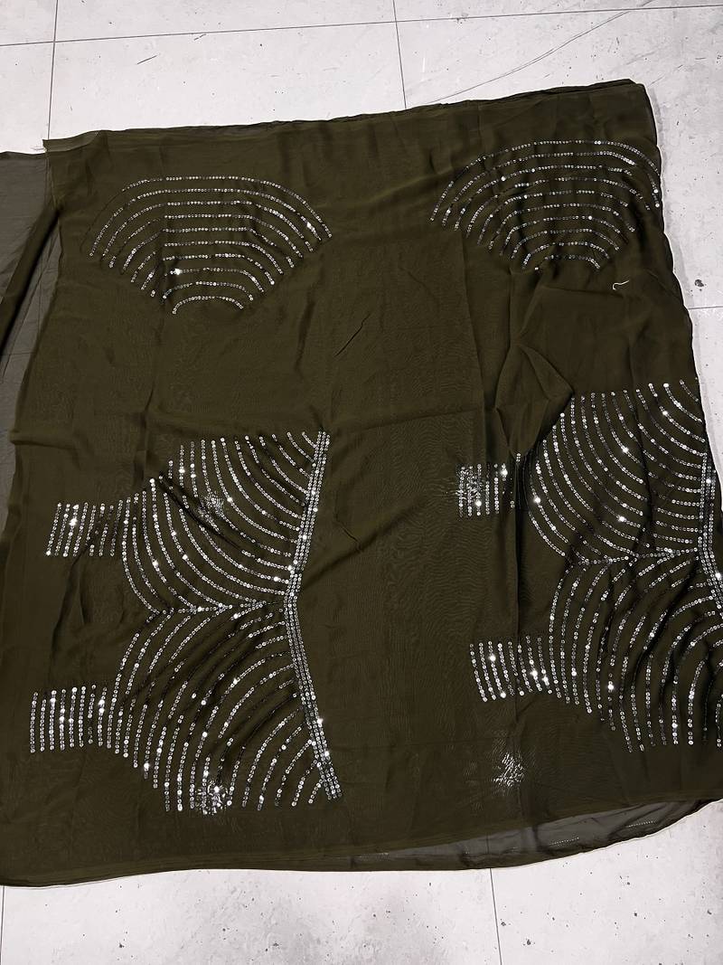 Mehendi Color Sequence Silk Designer Saree With  Silk Sequence Blouse